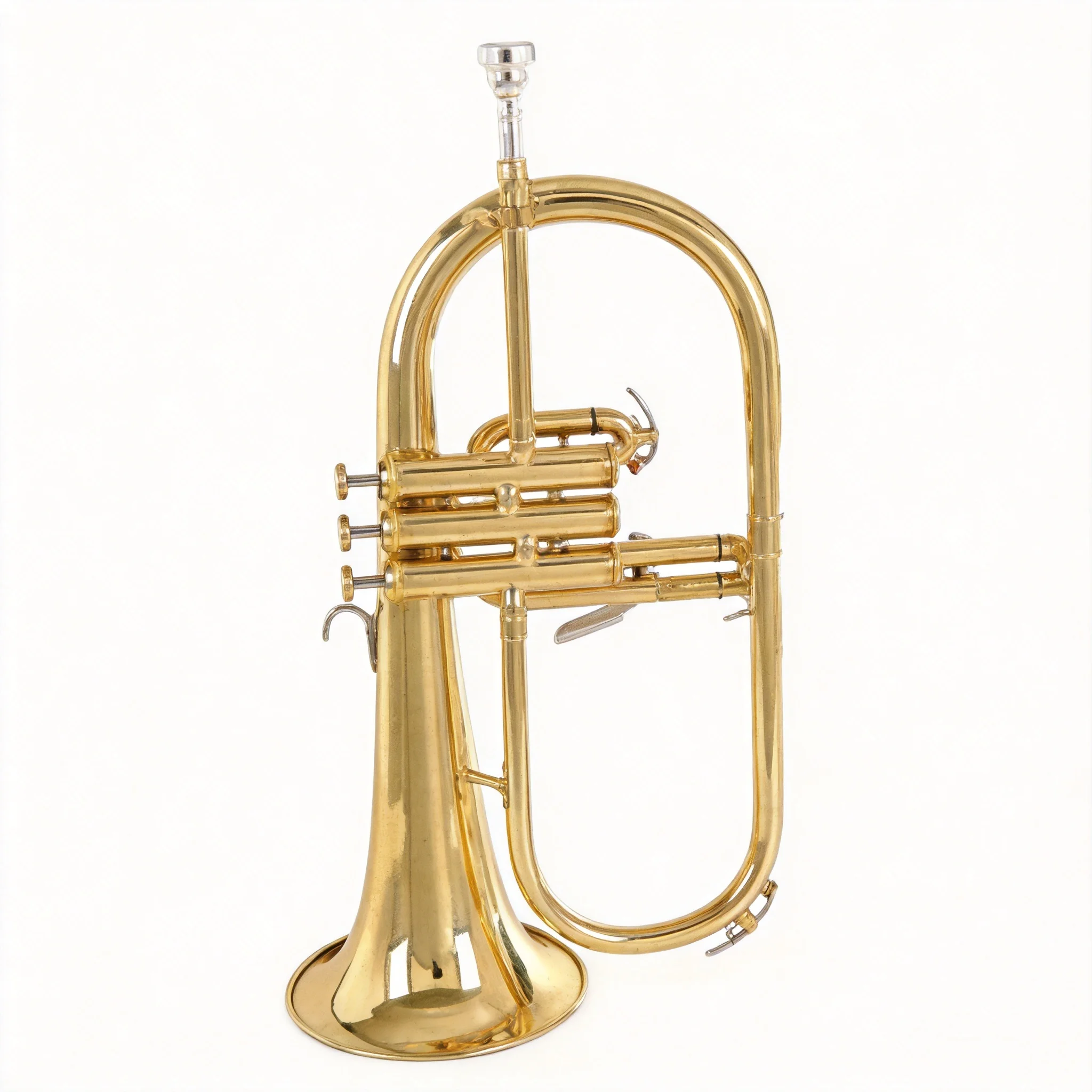 Gold‑Lacquered Bb Flugelhorn Professional Solid Brass Instrument for Adult and Beginner Marching and Brass Band Performance