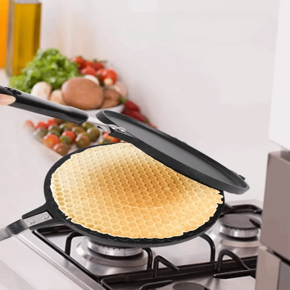

Honeycomb/Lattice Pattern Egg Roll Baking Pan Non-Stick Aluminium Alloy Egg Roll Maker Household DIY Ice Cream Cone Pan