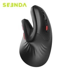 Seenda Ergonomic Mouse with Jiggler Wireless Dual Mode Vertical Mouse for Computer PC Laptop Mac Windows Reduces Wrist Strain