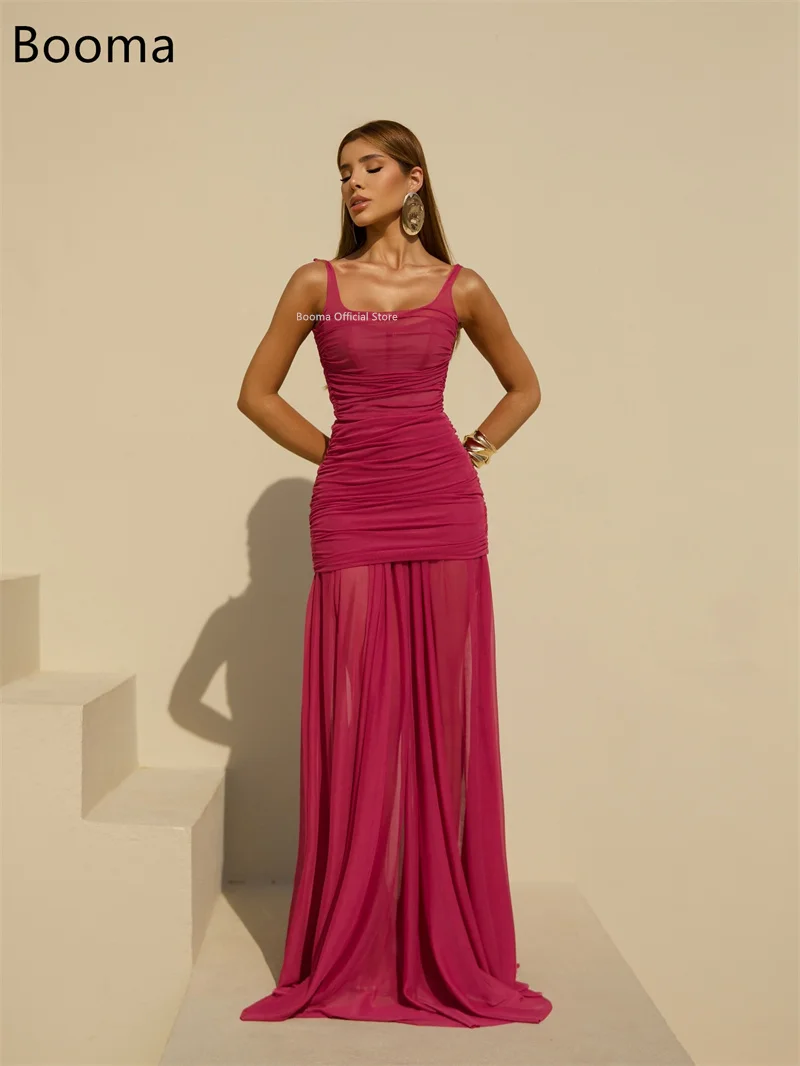 Booma linha a cinta de espaguete plissado vestidos de noite sem mangas vestidos formais para mulheres elegantes vestidos de baile feitos sob encomenda