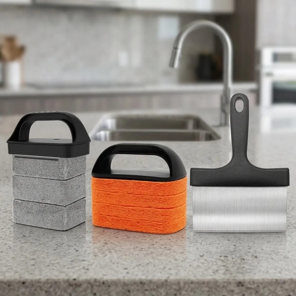 Professional Griddle Maintenance For Kit Featuring Grill Brick Scraper Grill Brush and Seasoning Tools for Flat Top Grills