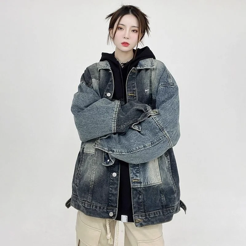 

Мужская джинсовая куртка свободного кроя для лета и осени, повседневная, дышащая, с эффектом тай-дай, молодежная, стандартной длины, удобная верхняя одежда