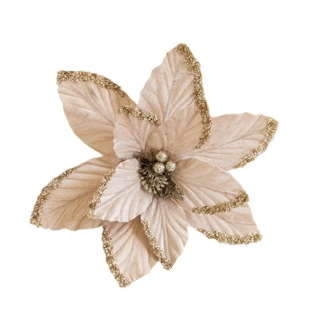 جديد النسيج البلاستيك عيد الميلاد الزهور الاصطناعية DIY الديكور 30 سنتيمتر ورد صناعي الحلي بريق البونسيتة عيد الميلاد #2