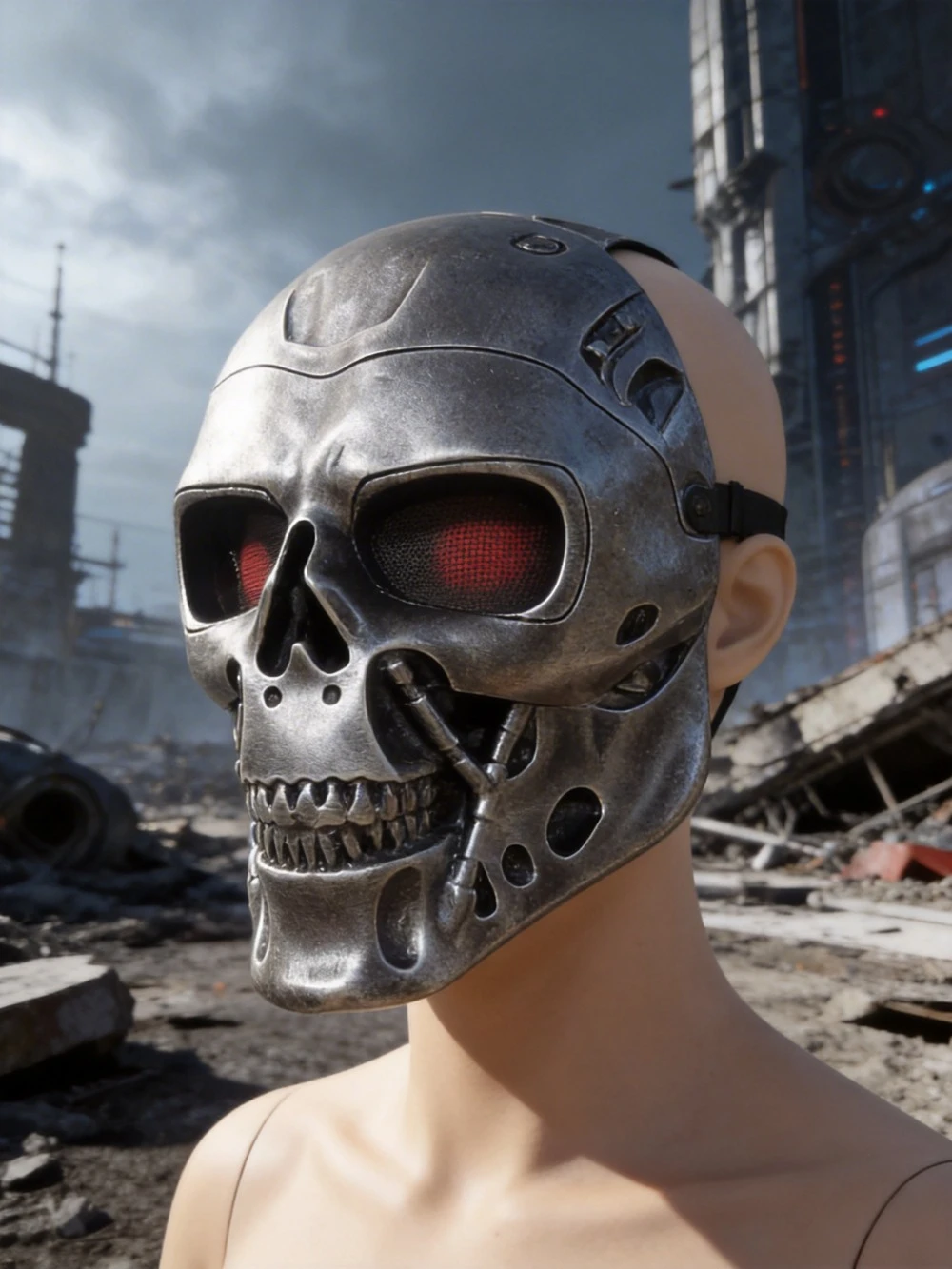 

Серебряно-золотая защитная маска CS Protection COS: Маска робота-терминатора T800 из фильма «Человек-футурай»