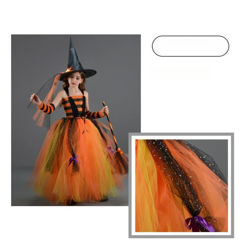 Halloween Long Witch Style Tulle Tutu Dark Tone Mesh Frock Irregular Hem Silky Sheer Skirt Overseas New Arrival Performance Wear