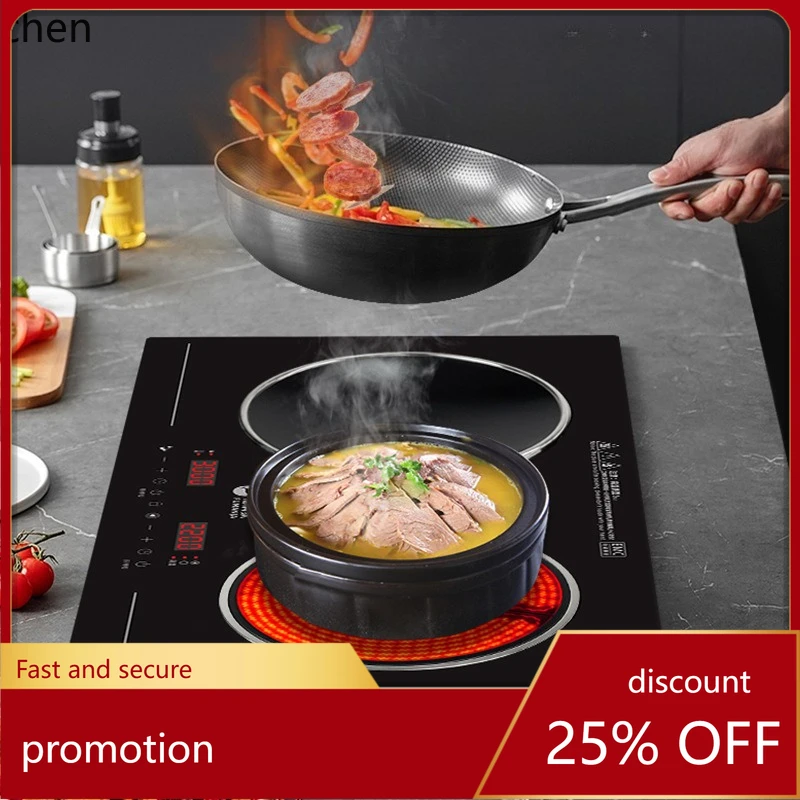 

HXL Dual-Burner Induction Cooker Built-in One Electric One Ceramic High Power for Stir-Frying