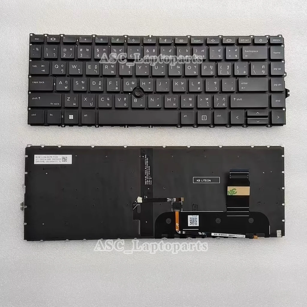 New Thailand & US Keyboard for HP ELITEBOOK 745 G7 745 G8 840 G7 840 G8 845 G7 845 G8 BACKLIT , Pointer Black no Frame