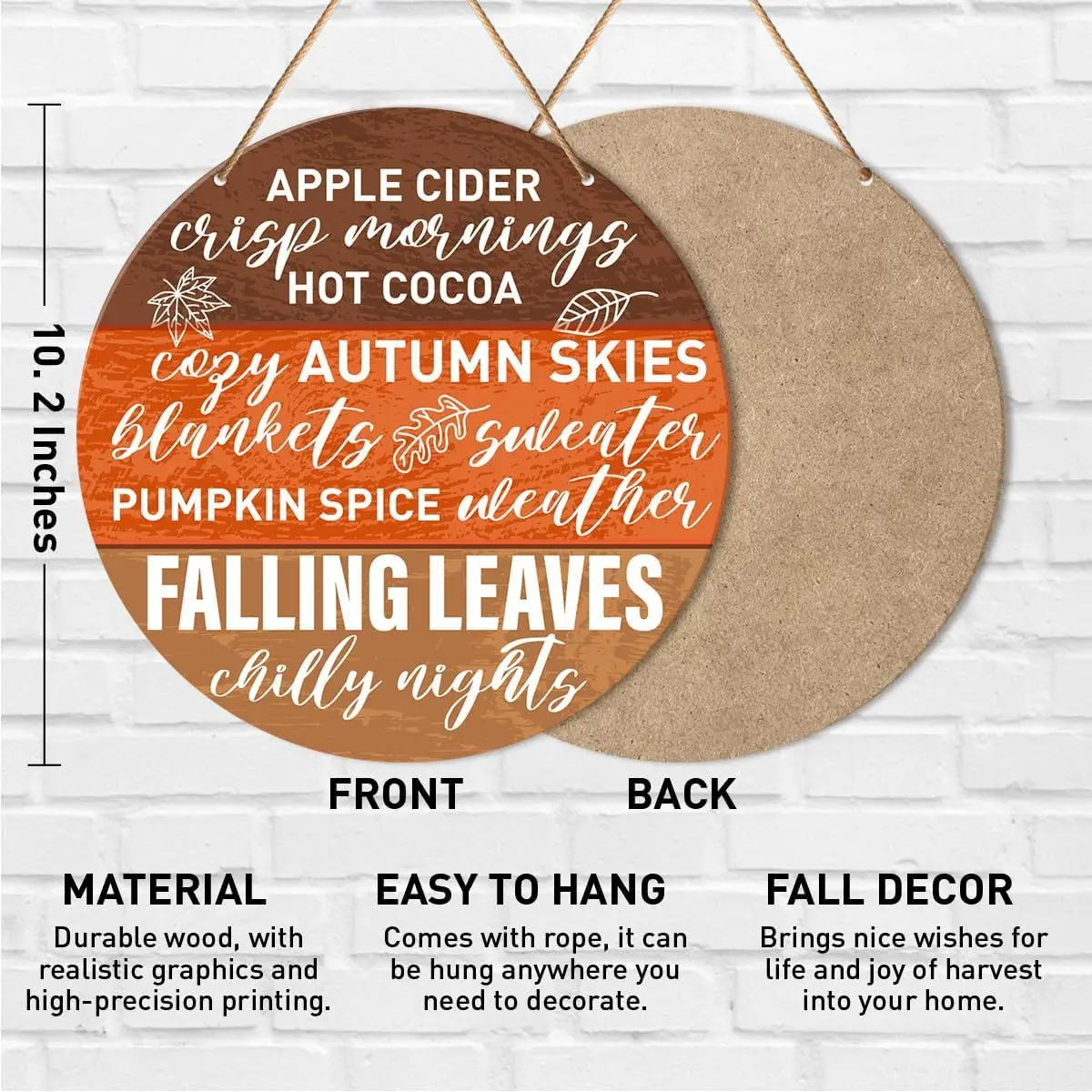 Fall Wall Sign Decor, Fall Round Hanging Sign Decor Farmhouse Autumn Wall Wooden Decorations Harvest Thanksgiving