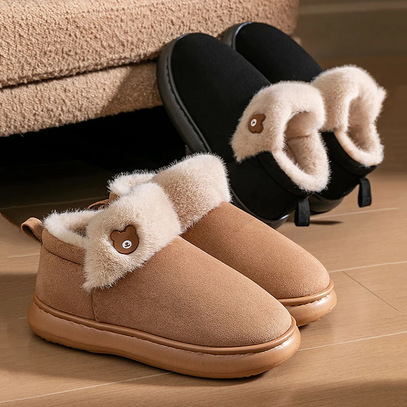 

Lightweight Warm Cotton Slippers Women 2025 Winter Slip On Thicken Fluffy Slippers Woman Indoor Soft Non Slip Snow Boots Female