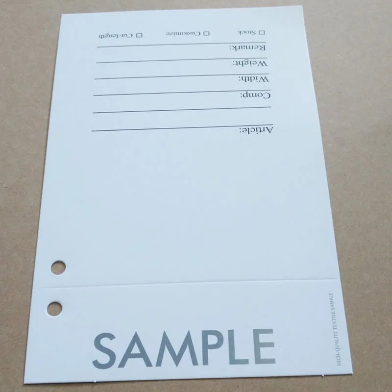 100pcs Fabric Swatch Holder White Paper Textile Material Color Block Sample Display Card