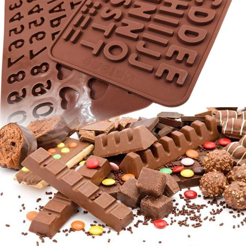

1 шт., силиконовые формы для шоколада с буквами и цифрами, алфавиты, цифры, инструмент для выпечки с украшениями для торта с днем рождения, форма для помадки