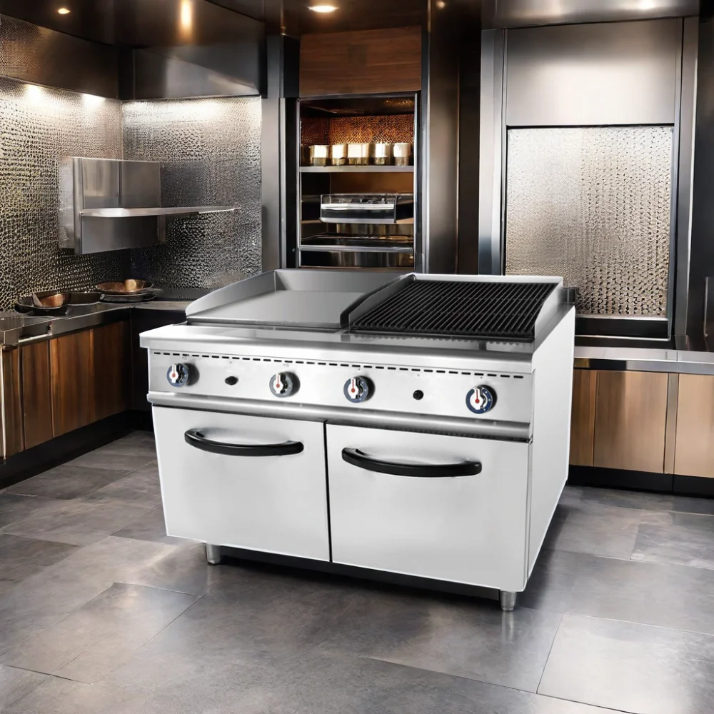 Commercial Gas Griddle Lava Rock Grill With Cabinet for Western Restaurant High Productivity-New for Hotels Retail & Food Shops