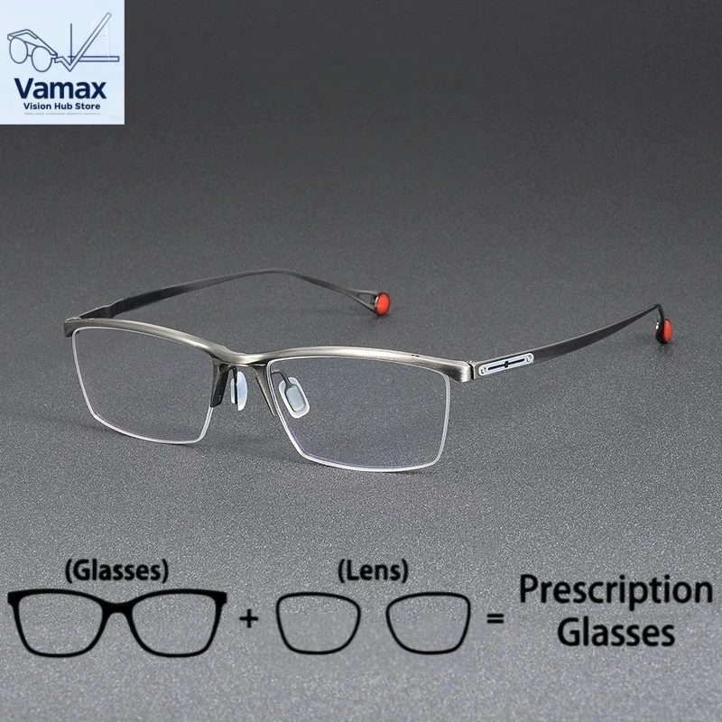 

Men Business Reading Computer Driving Prescription Glasses Titanium Half Rim Spectacles Eyewear Anti Blue Light Eyeglasses