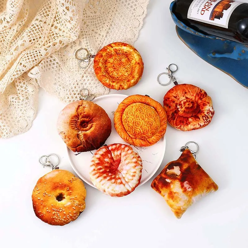 new Cute Featured Creative Simulation Pancake  Nang Cake Plush Keychain Bag Small Pendant Decoration Roasted Bun Tourism gift