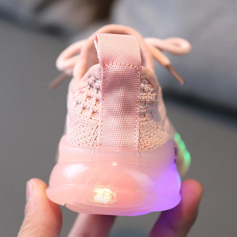 Size21-30 Children\'s Sneakers LED Lights Glow Girls Sports Shoes Boy Baby Toddler Shoes Non-slip Breathable Fashion Kids Shoes