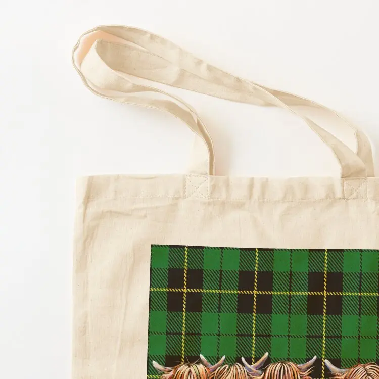 SCoTTiSH HiGHLaND CoW ' TaRTaN - THe HaiRY BuNCH oF CooS G ' by SHiRLeY MacARTHuR Tote Bag Handbags tote bag woman