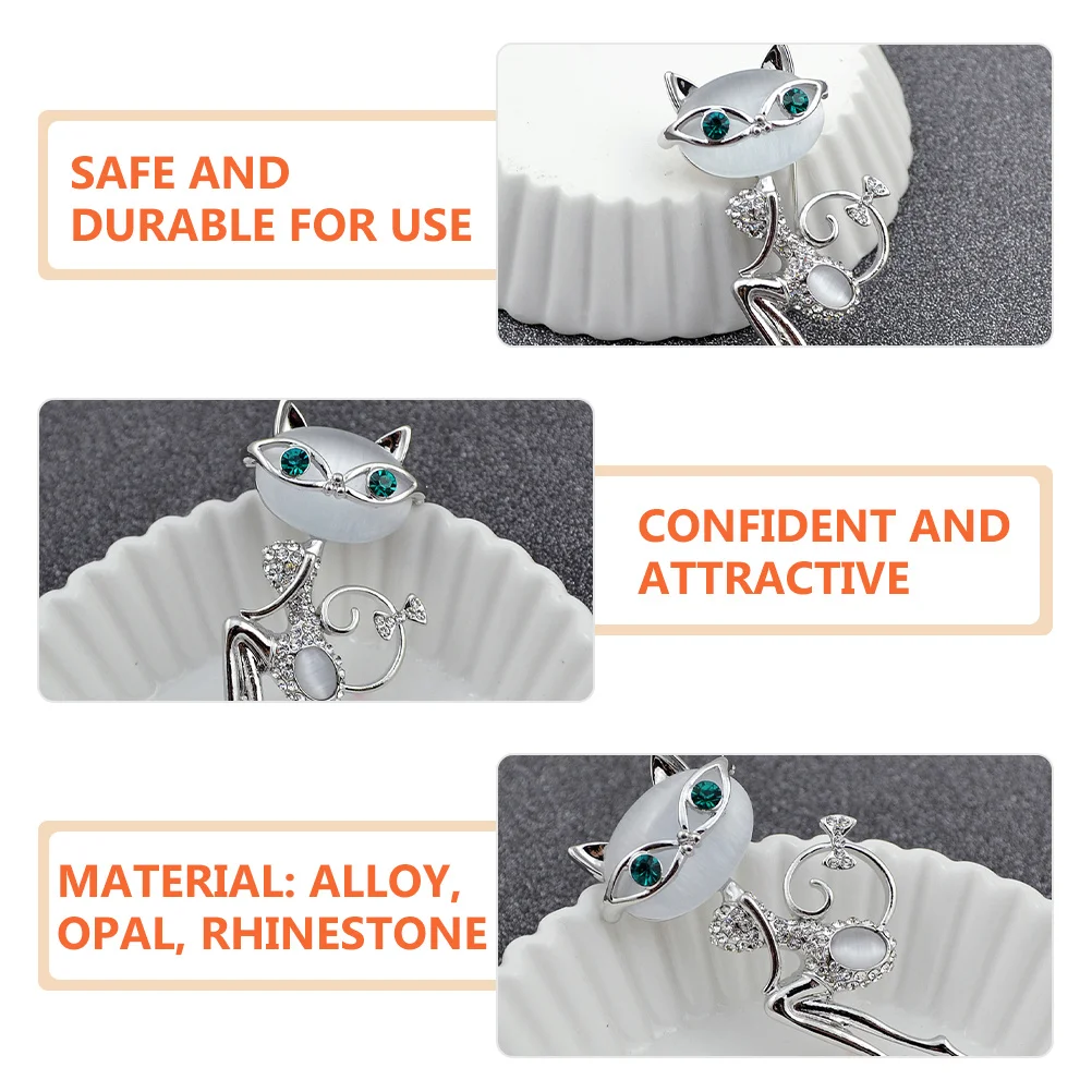 Broche de ojo de gato para mujer, Pin de piedra de ópalo, joyería de moda, bufanda, chal, Clip, bolsa de ropa, sombrero, accesorio de decoración para niñas