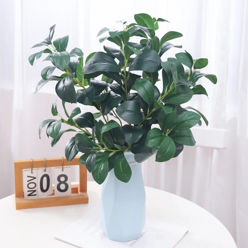 Artificial Plants Real Touch Green Ficus Tree Branches Leaves Faux Foliage Wedding Table Home Christmas Decoration Accessories