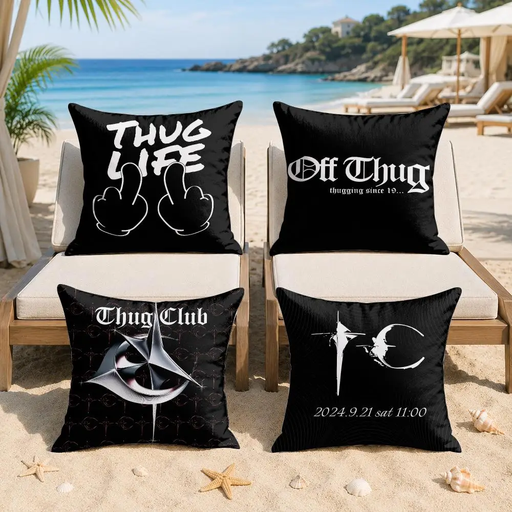 THUG C-CLUB COOL LOGO Cushion Cover Silky Short Plush Invisible Zipper Dustproof Sofa Pillow Case For Home Decor