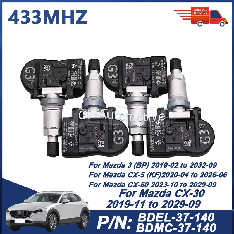 

4PCS 433MHZ TPMS Tire Pressure Sensor For Mazda CX-30 2019-2029 BDMC-37-140 BDEL37140 BDEL-37-140