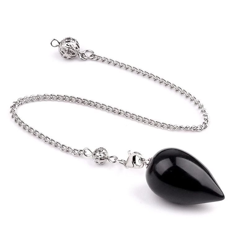Black Obsidian Teardrop Pendulum for Divination Dowsing Healing Chakra Power PendantsPendants Witchcraft Wiccan Accessories