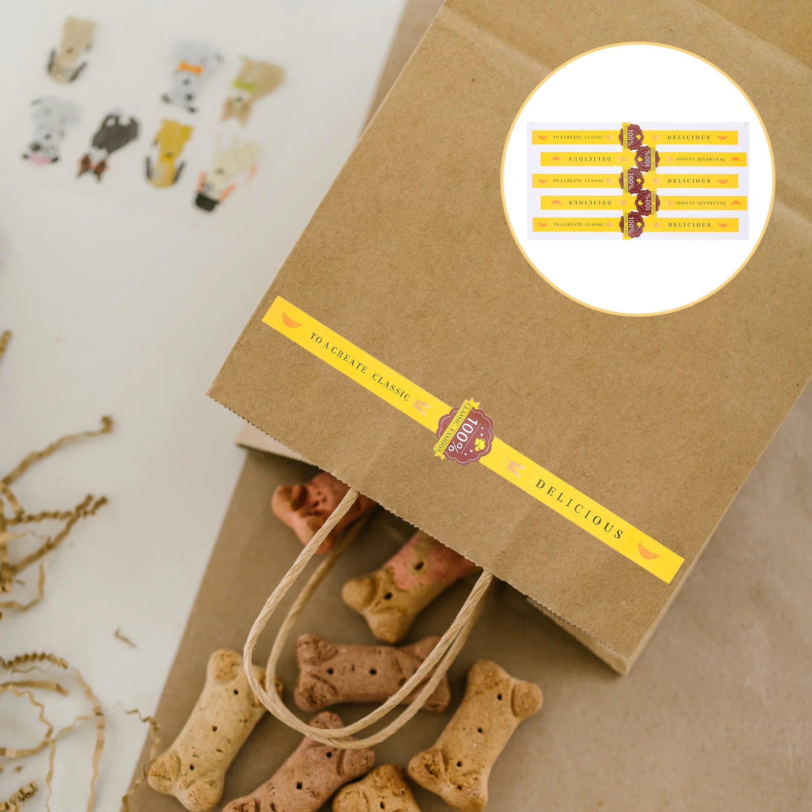 

100Pcs Baking Packaging Stickers Cookie Box Seal Self Adhesive Long Strip Bakery Sealing Labels Food Package Seal Tamper Proof