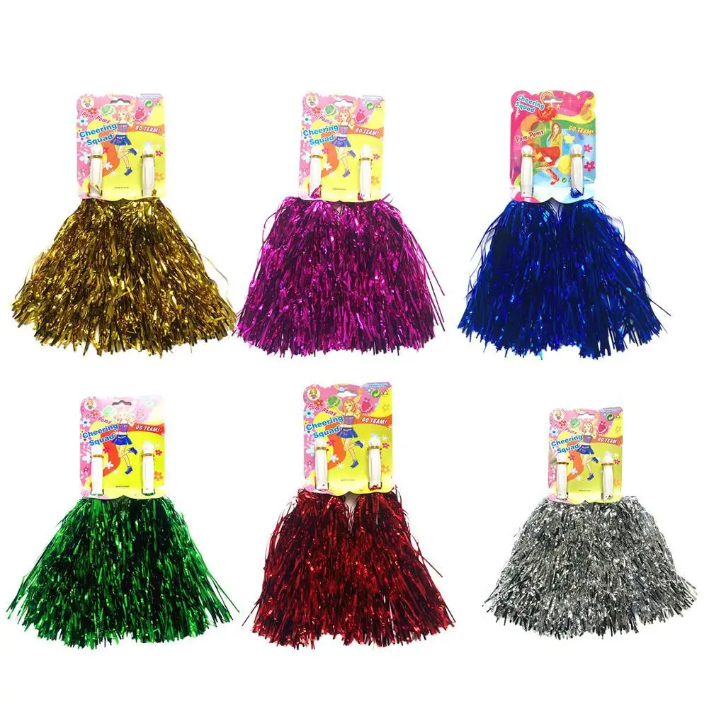 1pc Cheerleading Pom Poms With Handle Cheer Balls Big Gold Silver Red Yellow Blue Green Hand Dance Pompoms Accessories