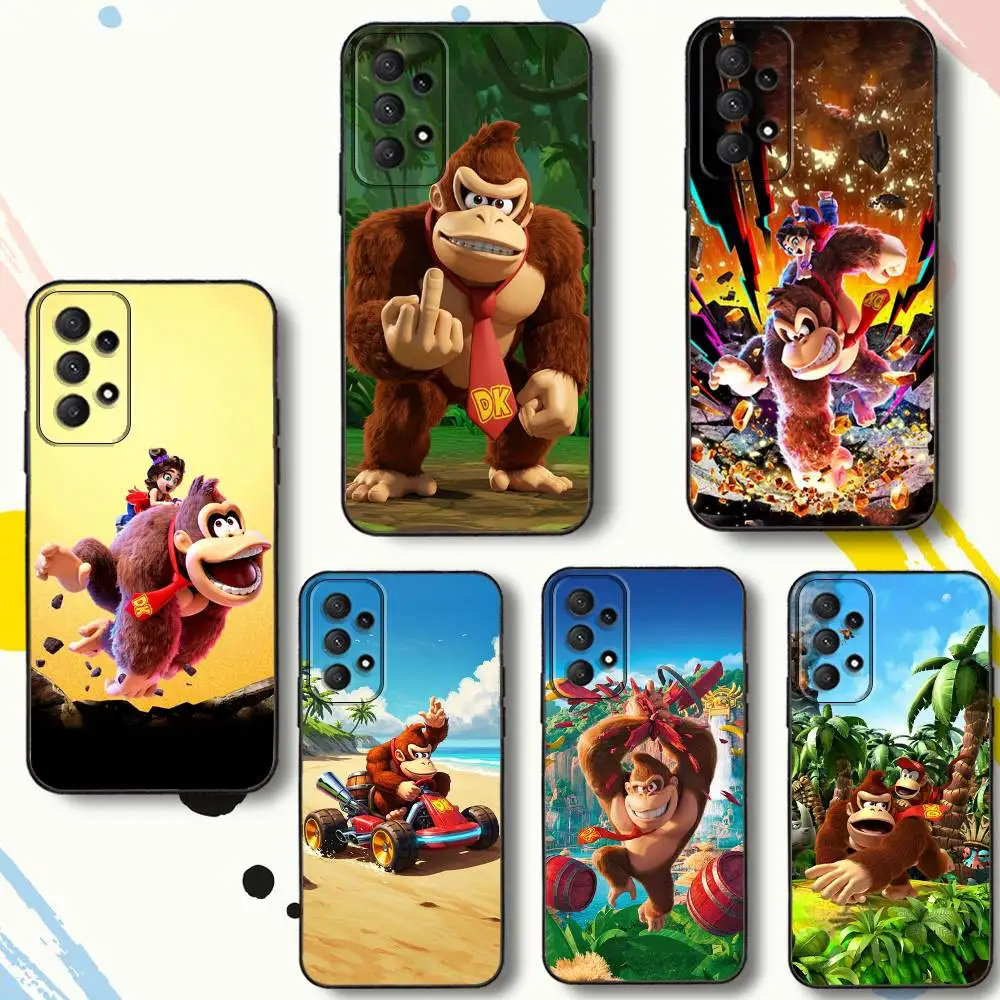 حافظة هاتف كلاسيكية D-Donkey K-kong لهاتف سامسونج جالاكسي A 80,72,73,91,53,22,51,52,5G,Plus,J,Note غطاء أسود ناعم