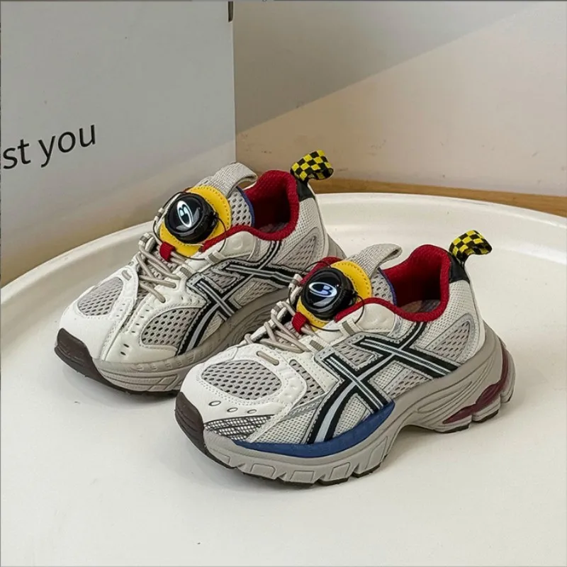 

Children's sports shoes 2025 autumn new style girls' mesh breathable dad shoes lightweight soft sole boys' casual running shoes