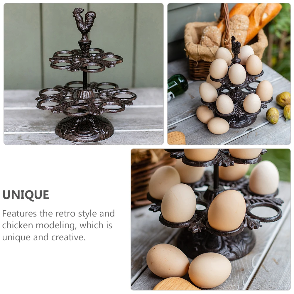

Retro Egg Storage Rack Iron Holder Desktop Organizer Kitchenware Decor Countertop Practical Durability Safe Storage Excellent