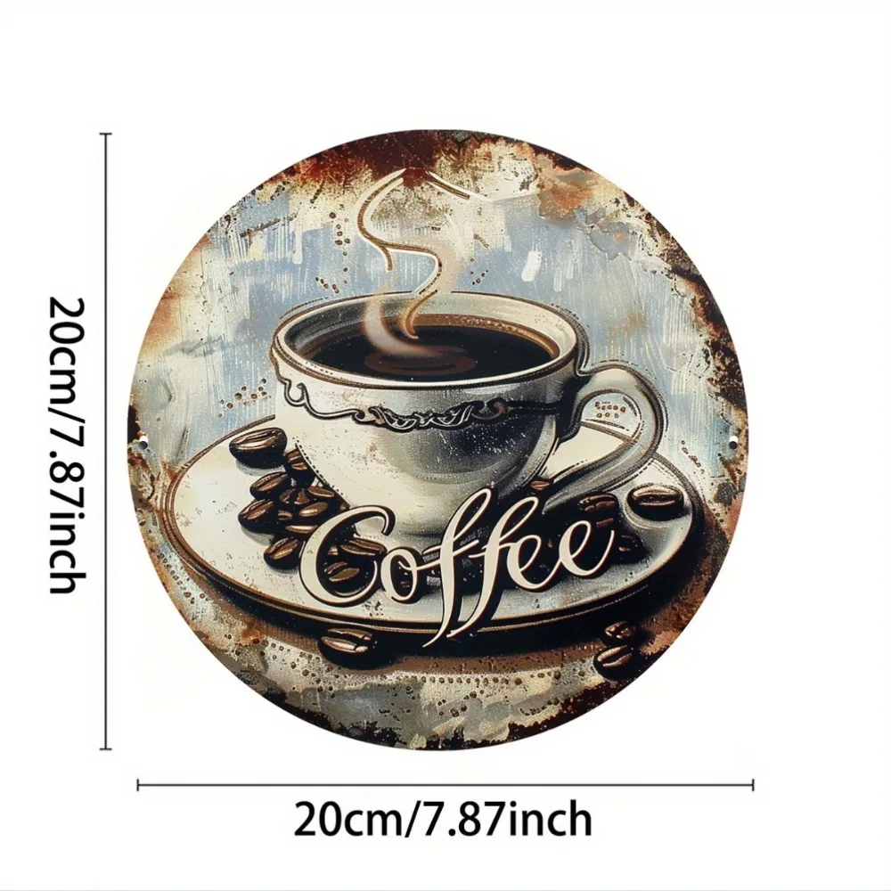 Vintage Coffee Time Retro Metal Sign, 8 Inch Square Aluminum Wall Art for Cafe Restaurant Home Indoor Outdoor Decor