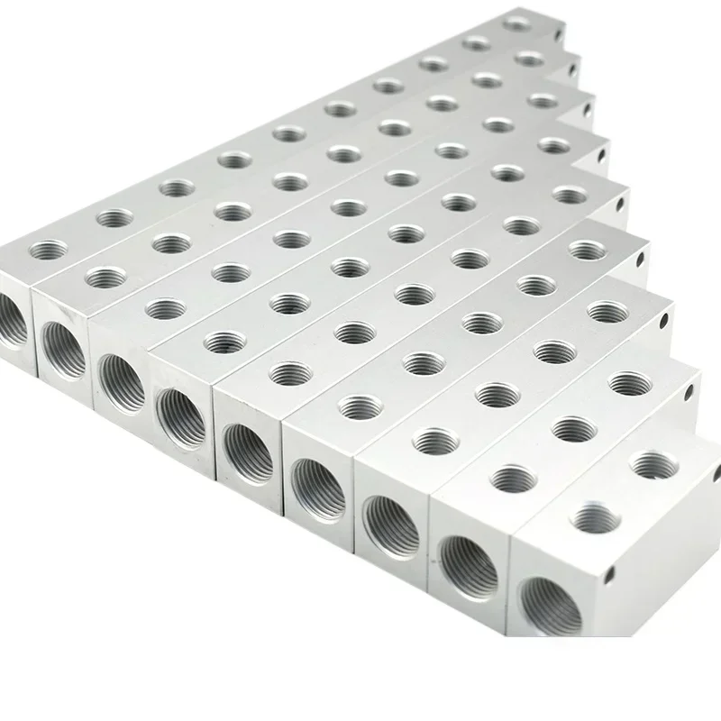 (Port To Port 30mm) 27x36mm G1/2 In G1/4 Out 2-10 Ways Aluminium Alloy Distributor Manifold Splitter Block Pneumatic Air Fitting