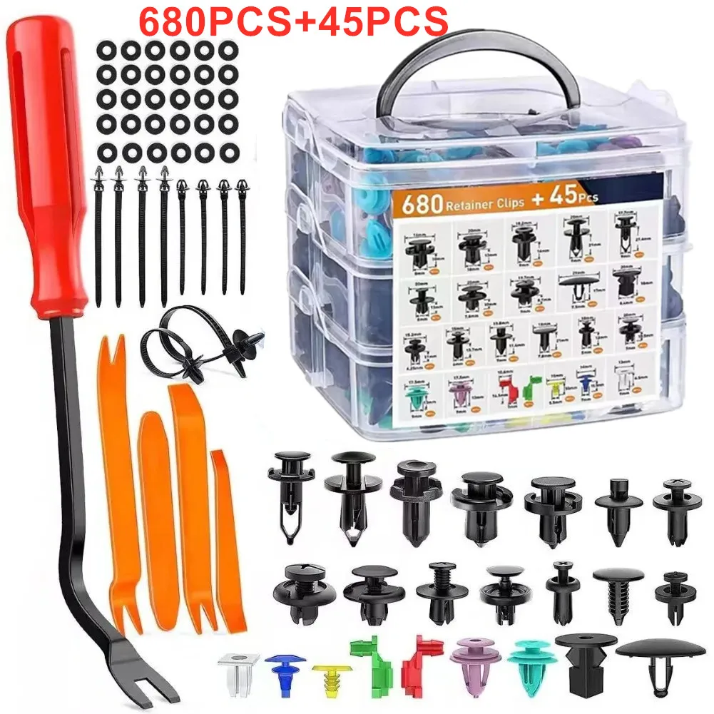 680Pcs Car Fastener Clip Set – White Vehicle Retainer Clips for Bumper, Fender and Door Trim Panels