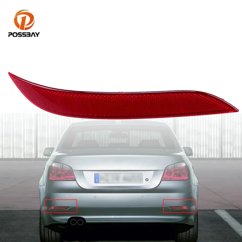 Car Rear Bumper Reflector Strip Red Warning Light Cover 63146915040 for BMW 5 Series E60 Sedan 2003 2004 2005-2007 Pre-facelift