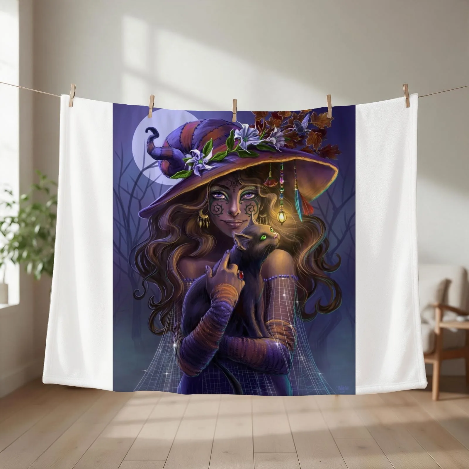 Witchy Woman Throw Blanket couch cozy soft plush fuzzy picnic outdoor blanket