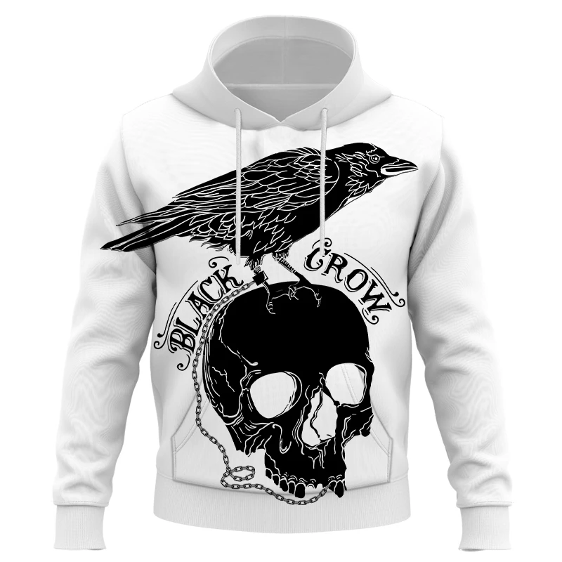 

skull crow Hoodie Men's Hoodies Hooded Sweatshirts Streetwear Pullovers Clothes Women Loose Harajuku Fashion Tops Men clothing