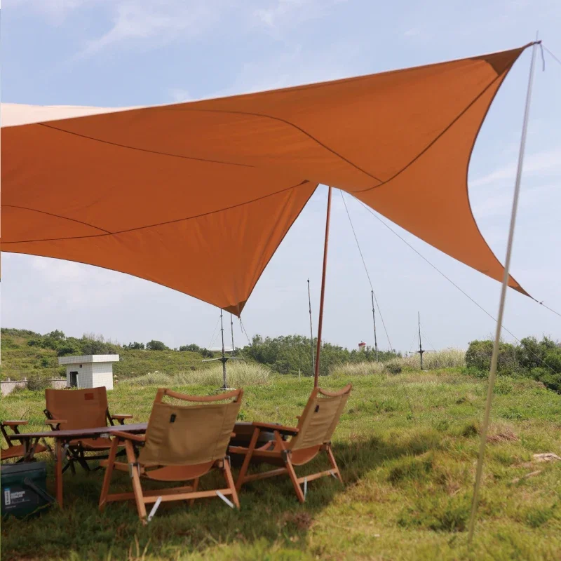 

Include 4Aluminum Poles!Vidalido TC Cotton Rain-proof Sunshade Canopy Outdoor Camping Oversized Two-winged Monster Awning Fabric