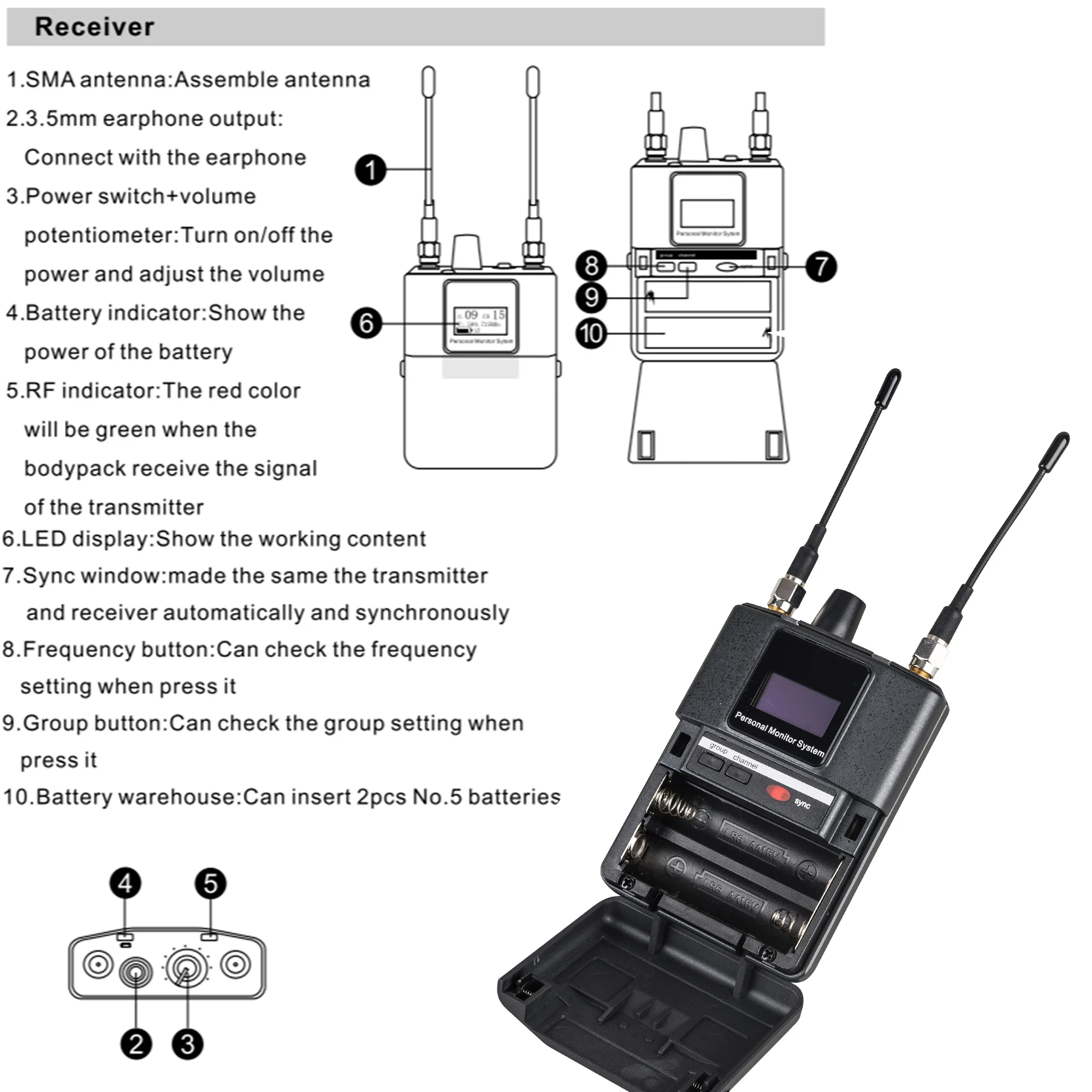 Betagear Rack Mount Stereo In Ear Monitor Professional Audio Stage Return PSM480 Wireless Monitoring System For Bands Musicians