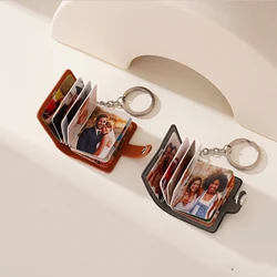 Personalized Gift Custom Leather Photo Keychain Mini Photo Album Keychain