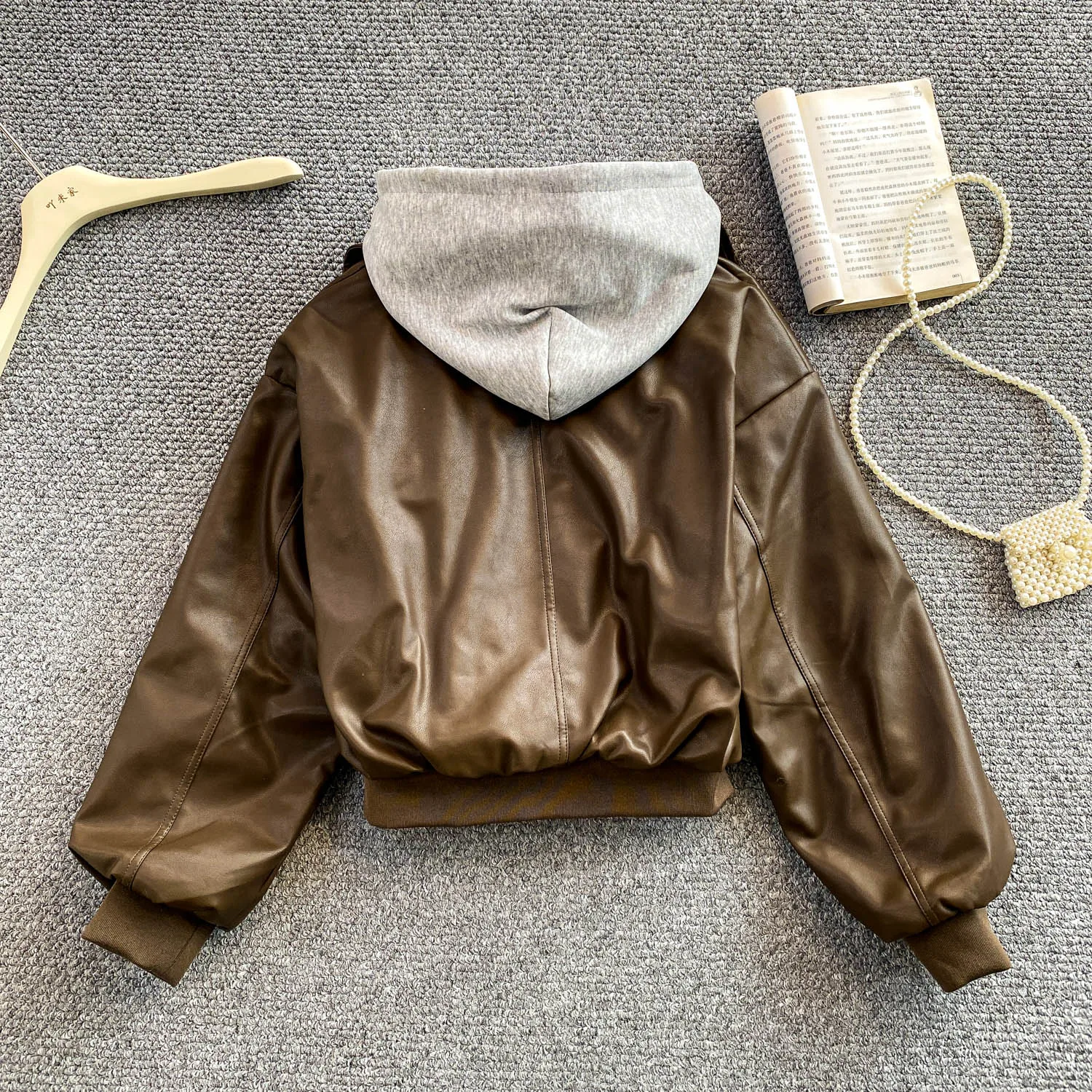 الرجعية Fce اصطف Thiened الربط سليم صالح مقنعين Jaet المرأة الشتاء حجم صغير بارد الرياح بولي معطف معطف جلد مع سحاب