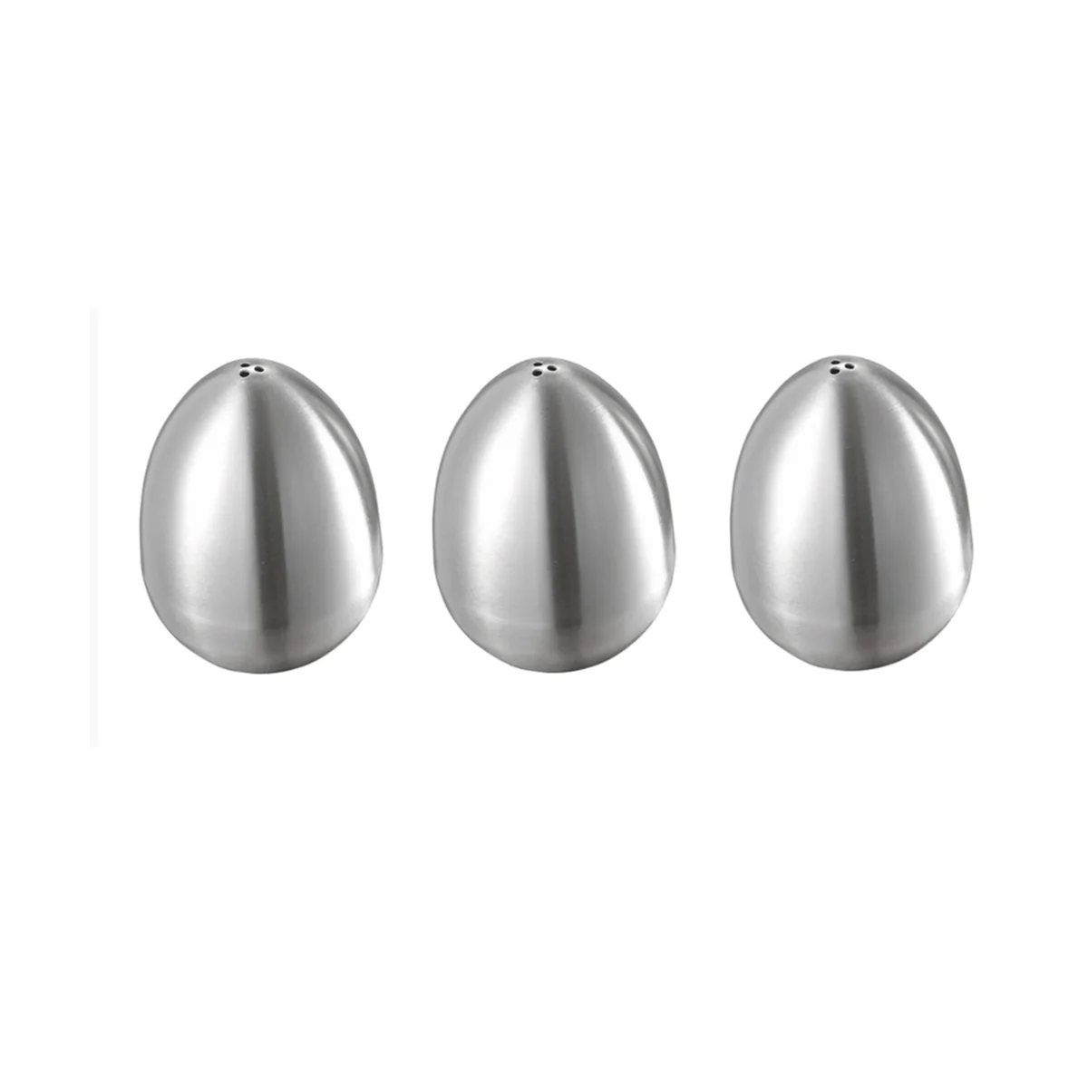 3Pcs Stainless Steel Pepper Shaker Egg Shaped Salt Shaker Set Kitchen Tool,Silver