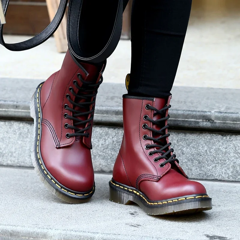 Fashion Middle Boots for Women Outdoor Anti Slip Boot Zipper Waterproof Leather Boots 2024 New Women‘s Winter Boots Botas Mujer