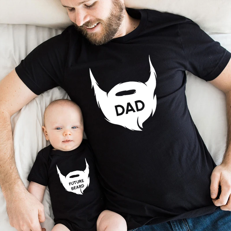 Dad Beard T-Shirts Fashion Future Beard Matching Dad and Son Shirts Daddy Matching Family Outfits Summer 0-6m