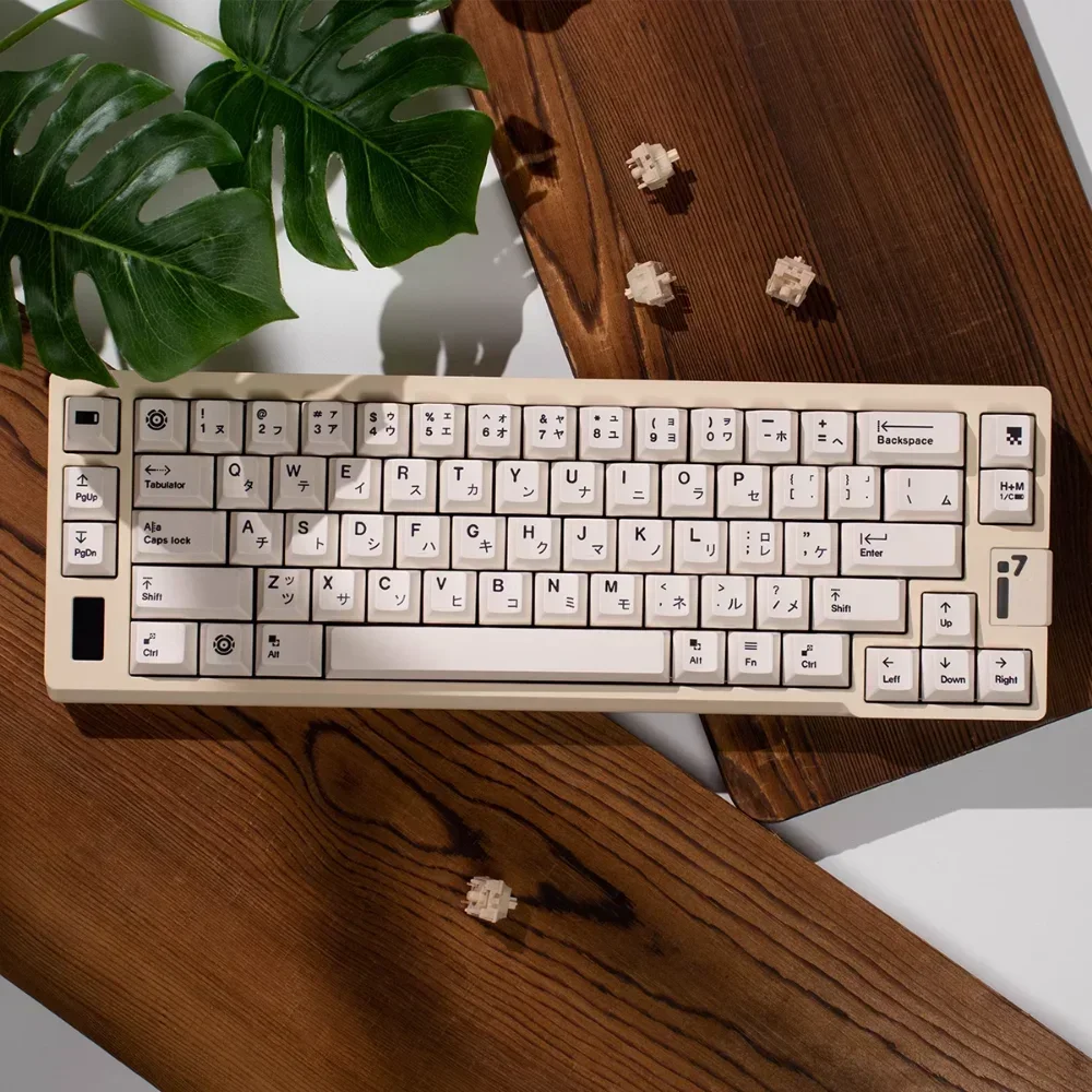 Simplicity Japanese Cherry Keycap Set PBT 148 Keys White Gray Large Set for 60/64/84/98/108 Mechanical Keyboard MX Switch