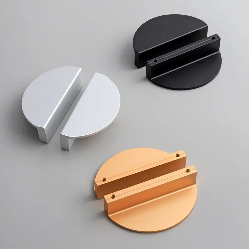 Modern Simple Semicircle Kitchen Drawer Knobs Handle Gold White Black Wardrobe Cabinet Door Furniture Handles Home Decoration