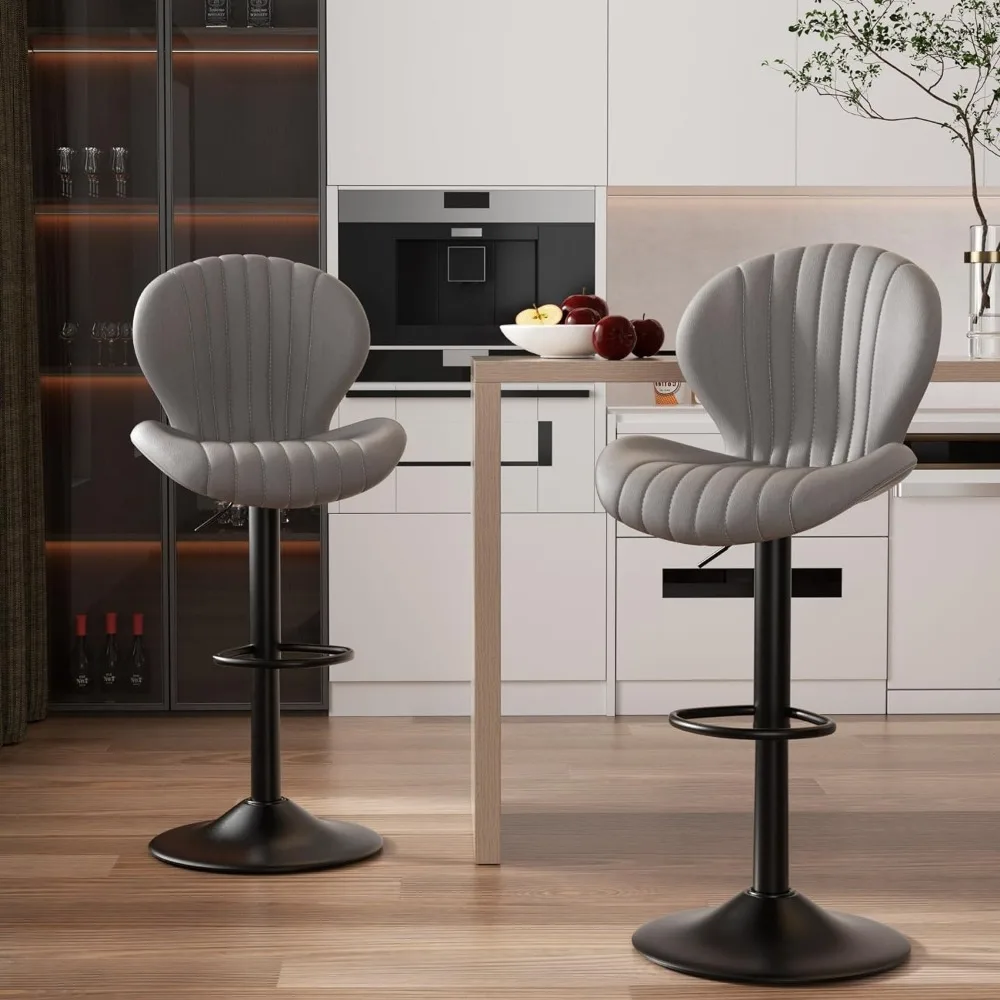 Modern Swivel Bar Stools Set, Cadeiras de Bar, Barstools Counter Altura, Encosto Alto, Fácil, Montagem de 3-5 Minutos, 2 PCs