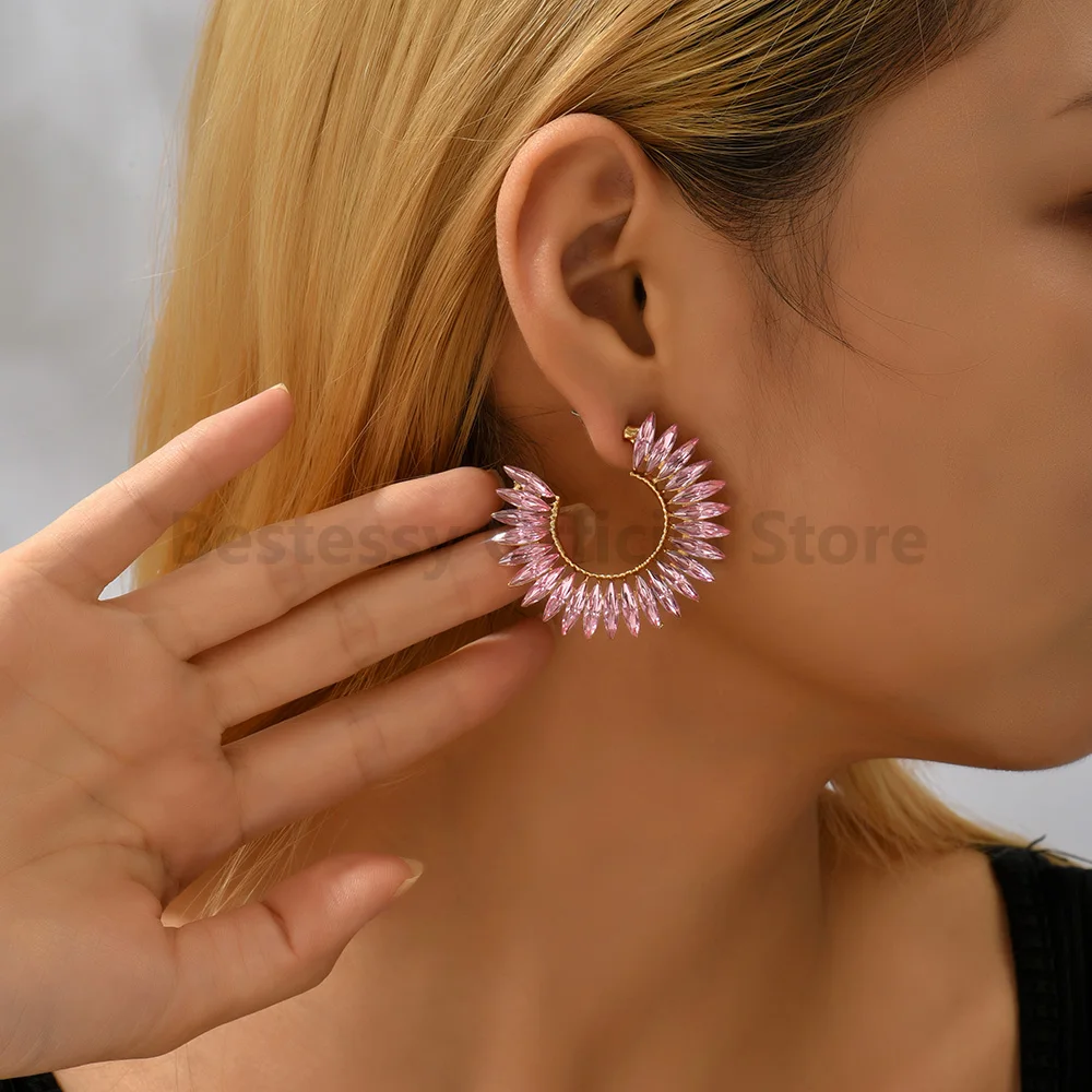 

Роскошные элегантные серьги-гвоздики для женщин, необычный дизайн, большие круглые серьги, Винтажные Украшения, Аксессуары Brincos