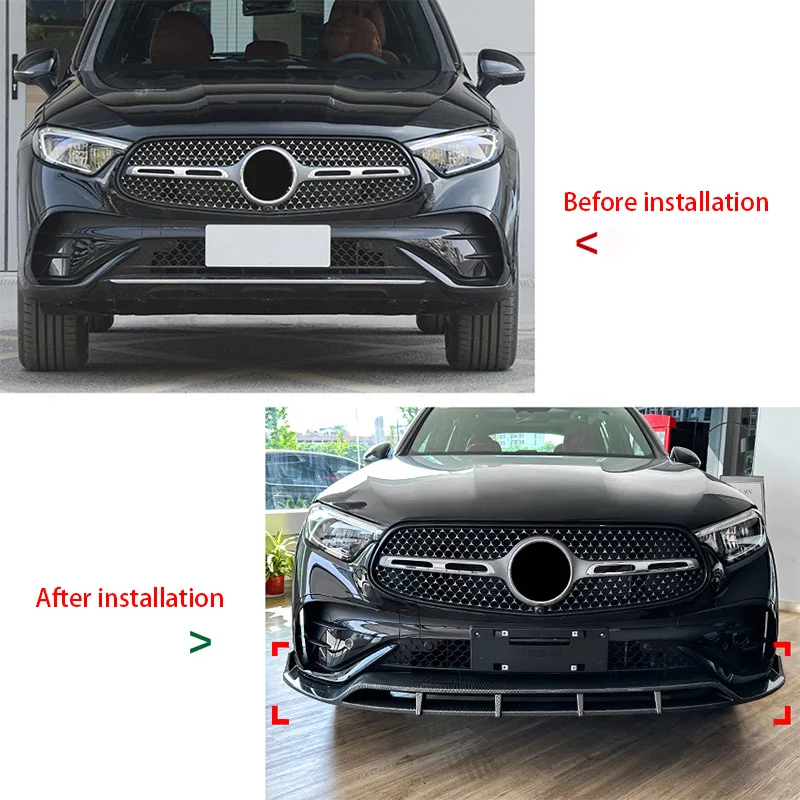 For Mercedes Benz GLC Class X254 GLC260 GLC300 2023+ Gloss Black Car Front Bumper Splitter Lip Diffuser Spoiler Protector Guard