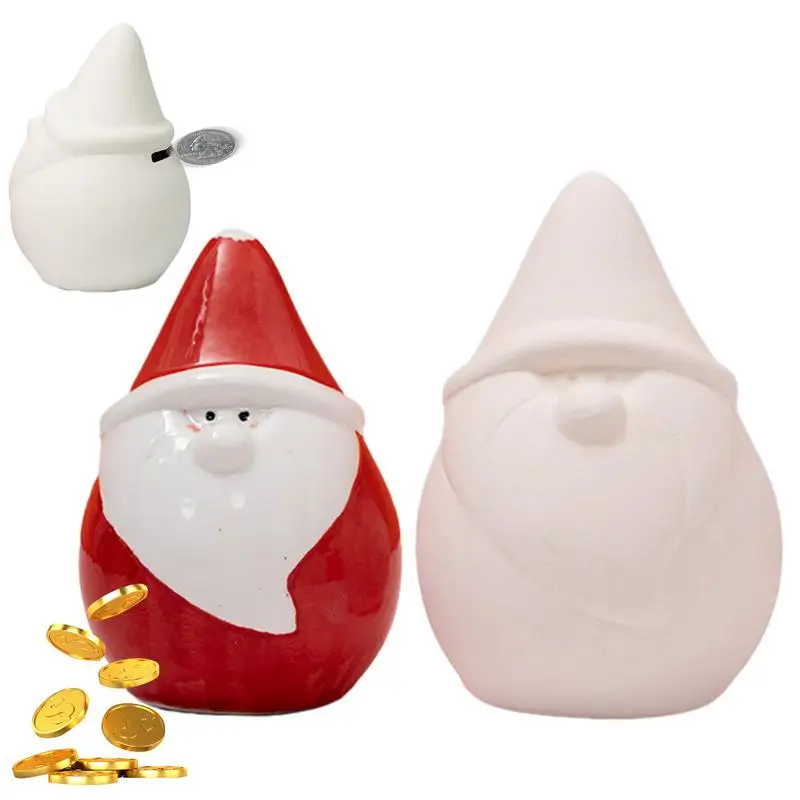 

Santa Claus Statue 2Pcs Ceramic Figurine Money Box With Saving Slot Creative Gifts For Dining Table Coffee Table Display Shelf