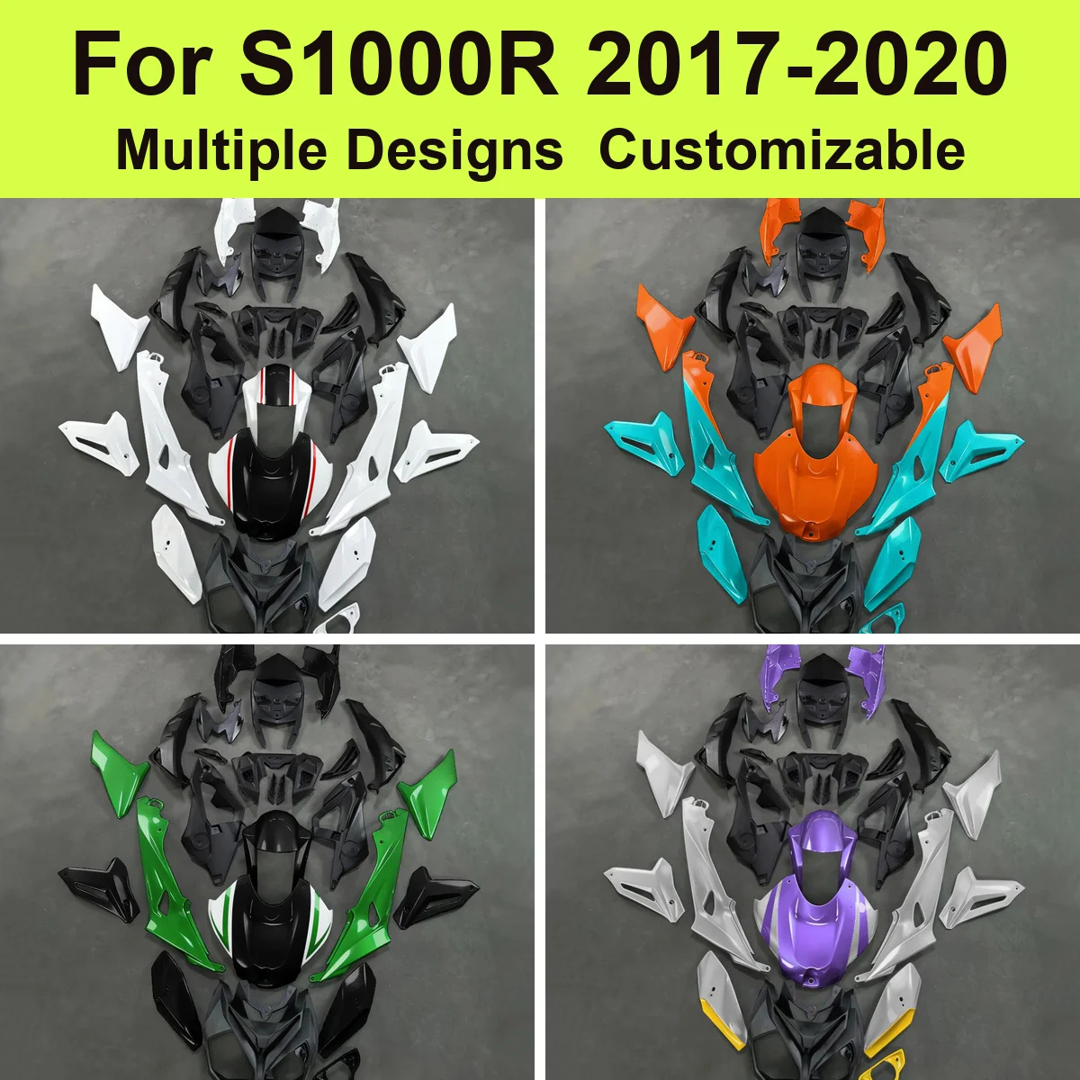 Für S1000R 2017-2020 Motorrad-Verkleidungssatz Spritzgegossene ABS-Lackierte Verkleidungen Karosserie-Abdeckung Komplettset Orange Blau Schwarz